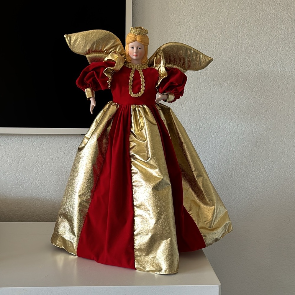 Roman Christmas Angel in red and gold tree topper Christmas Decor
